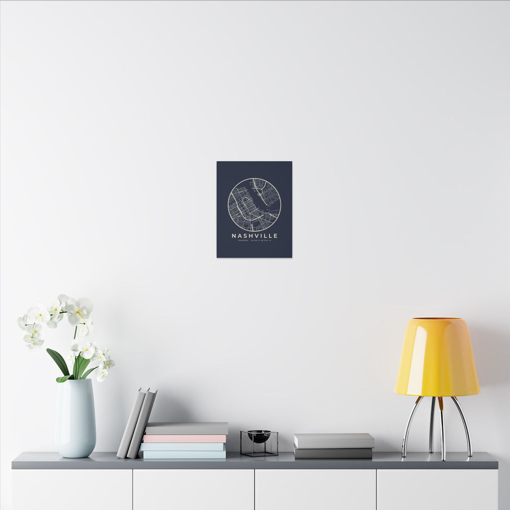 Nashville Street Map Canvas Print (Navy)