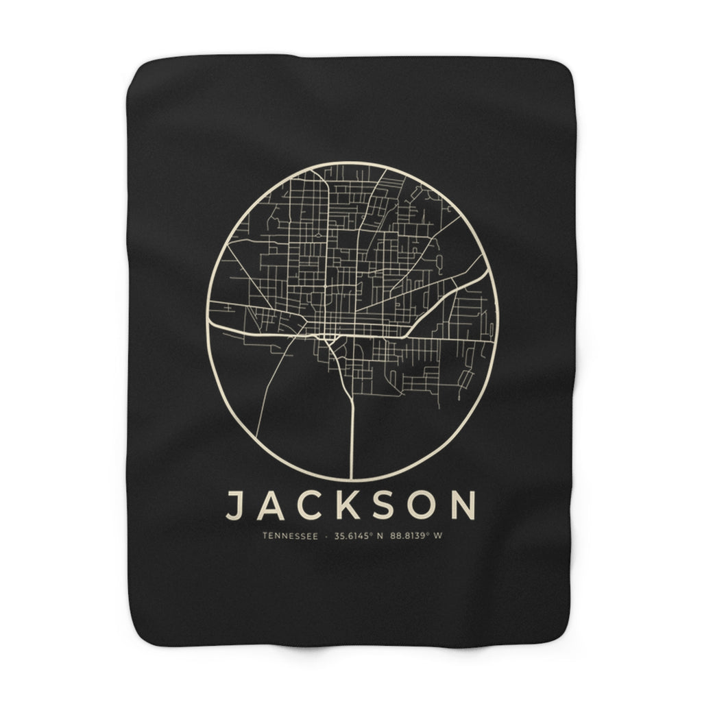Jackson Street Map Sherpa Blanket (Black)
