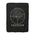 Jackson Street Map Sherpa Blanket (Black)