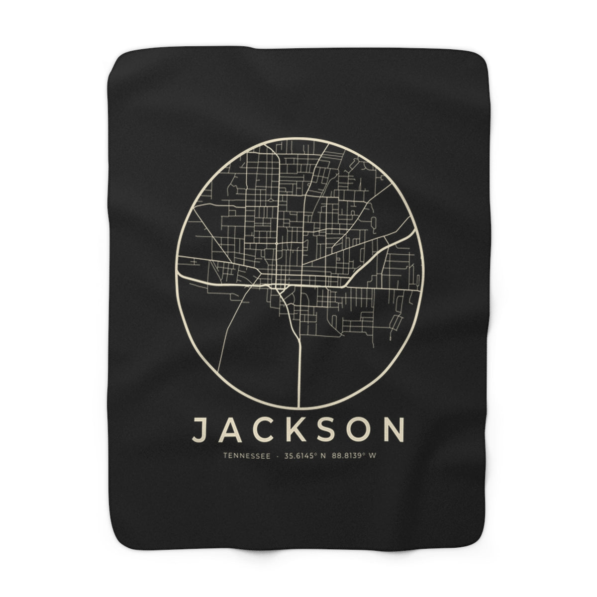 Jackson Street Map Sherpa Blanket (Black)