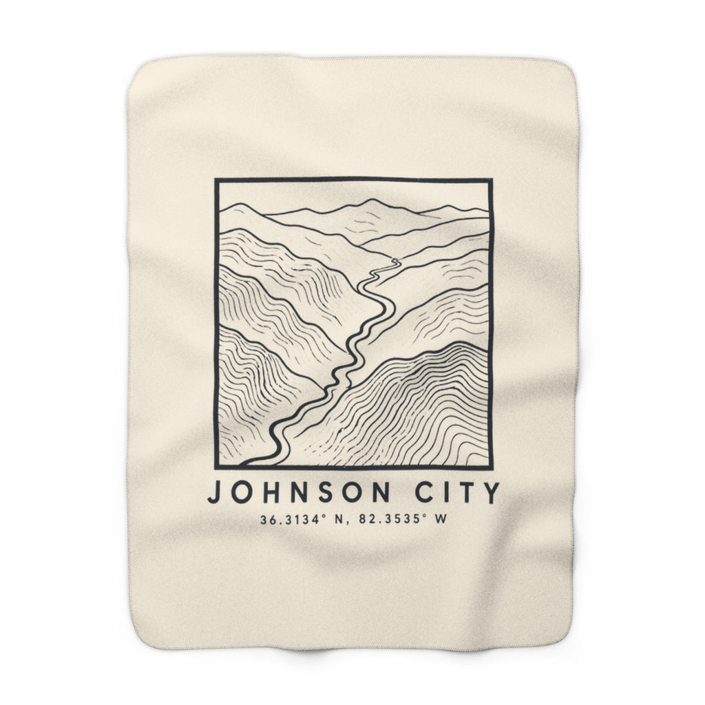 Johnson City Topo Map Sherpa Blanket