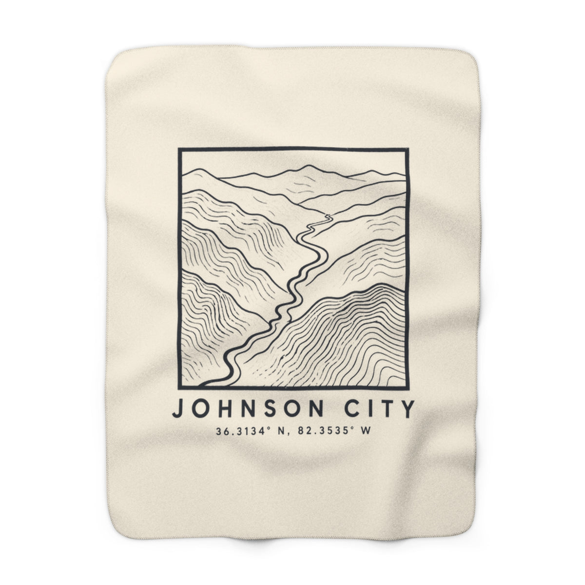 Johnson City Topo Map Sherpa Blanket