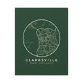 Clarksville Street Map Canvas Print (Forest Green)