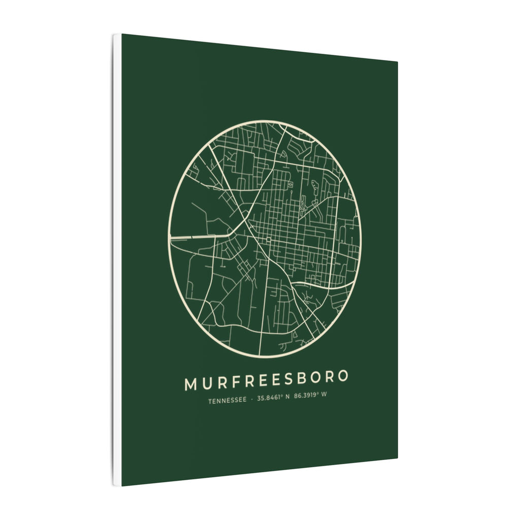 Murfreesboro Street Map Canvas Print (Forest Green)