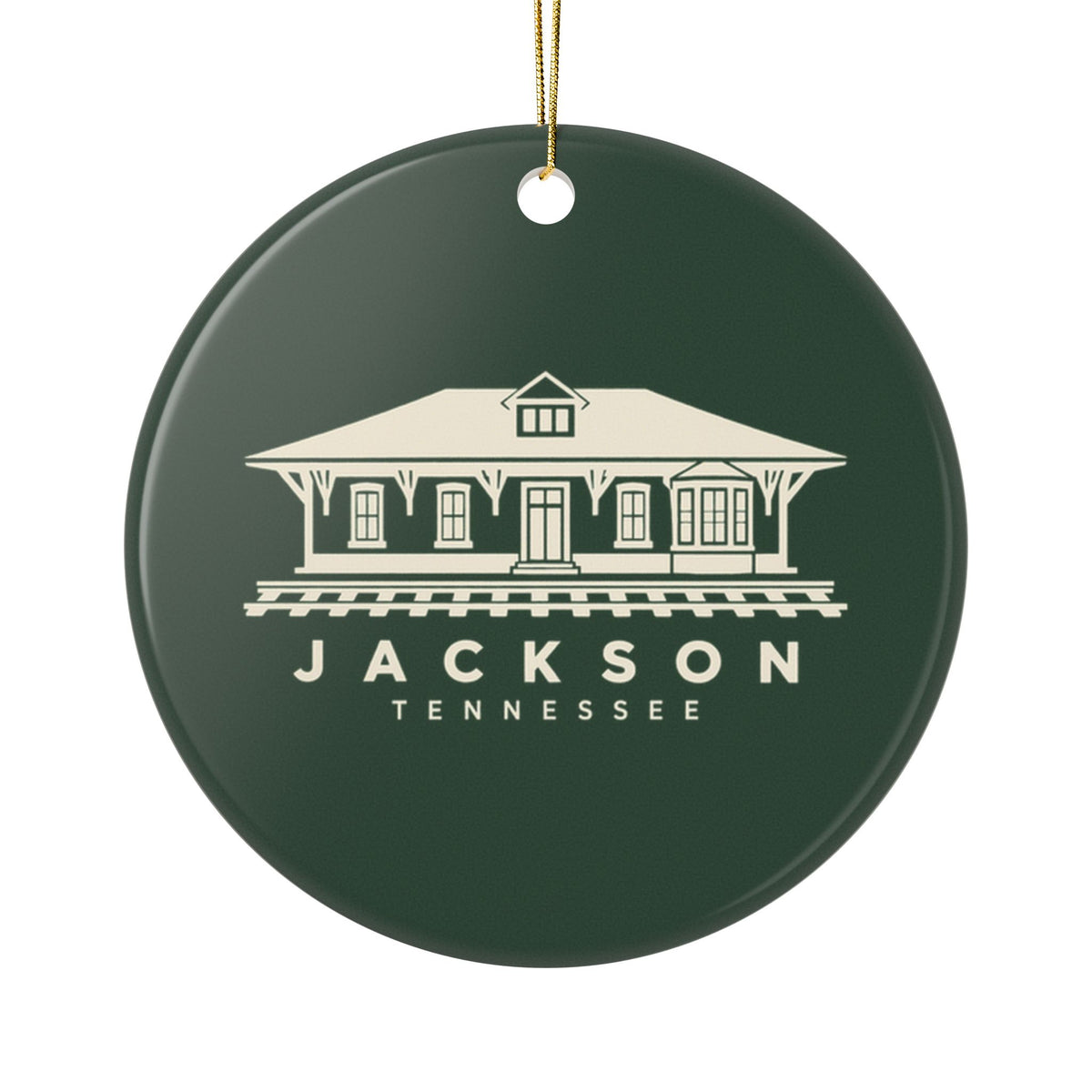 Jackson Train Depot Ornament (Forest Green)