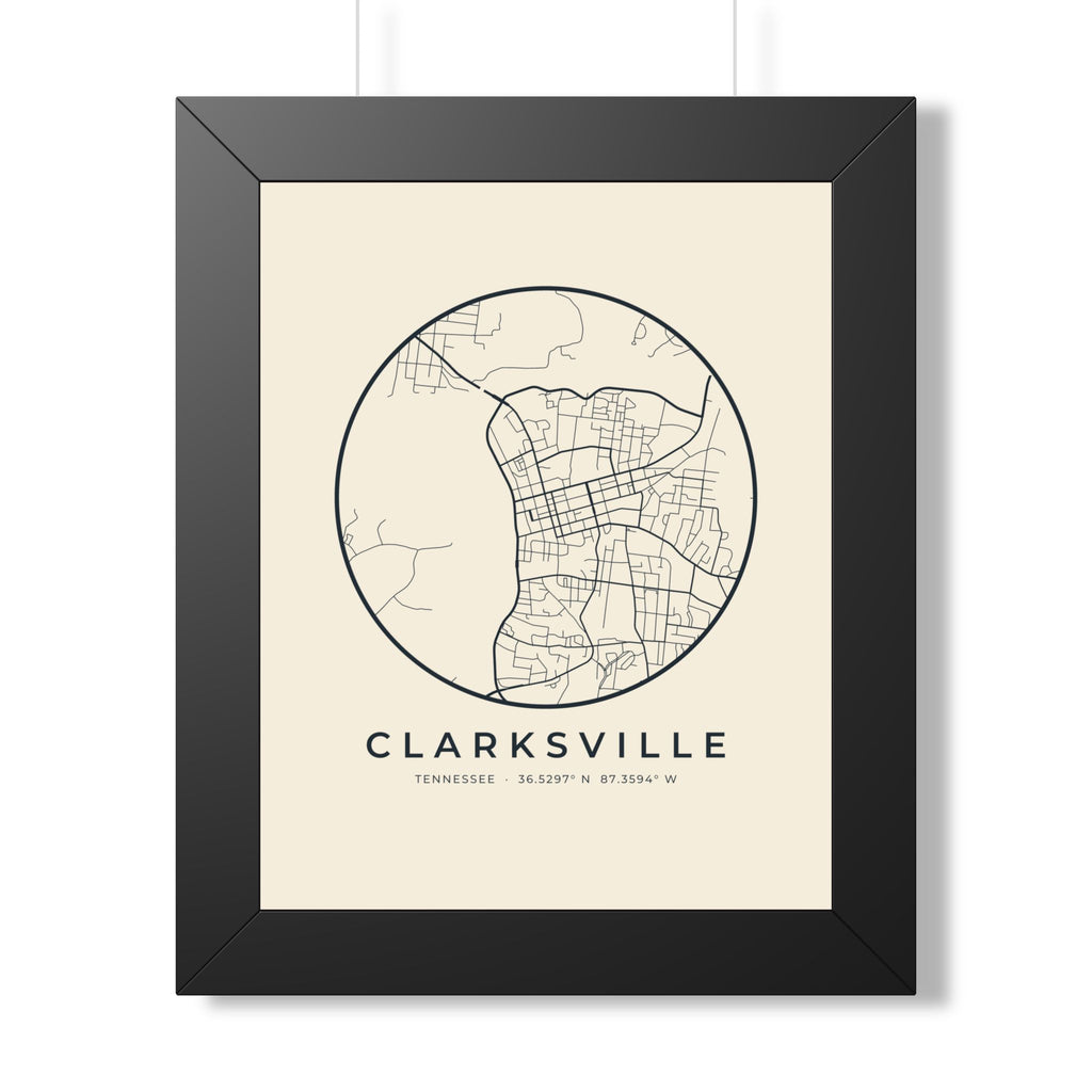 Clarksville Street Map Framed Print