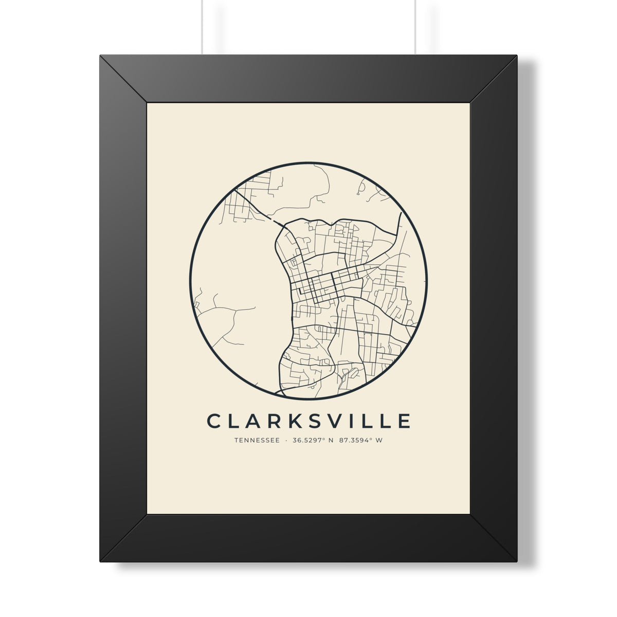 Clarksville Street Map Framed Print