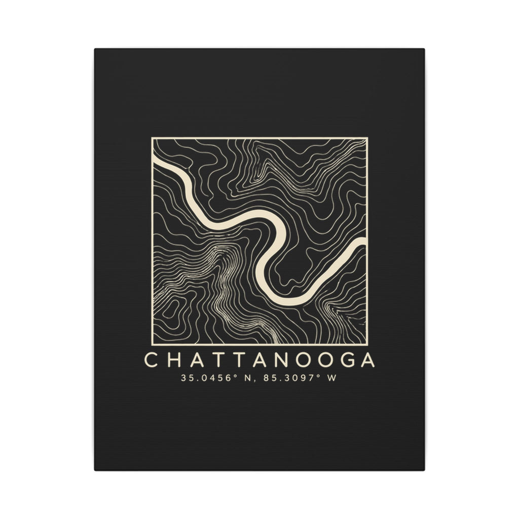 Chattanooga Topo Map Canvas Print (Black)