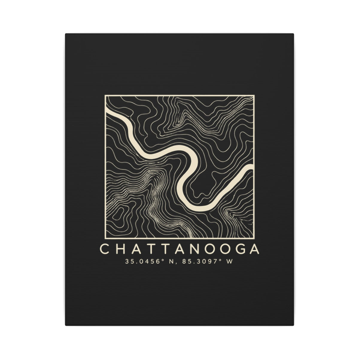Chattanooga Topo Map Canvas Print (Black)