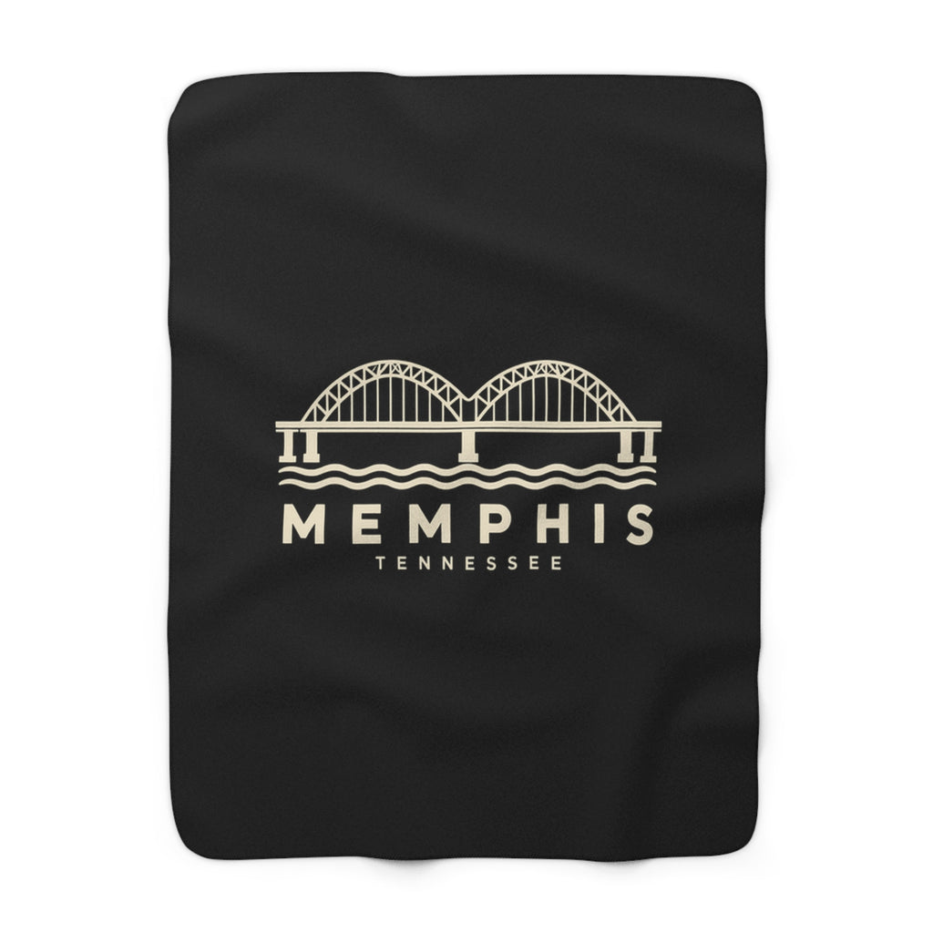 Memphis Hernando de Soto Bridge Sherpa Blanket (Black)
