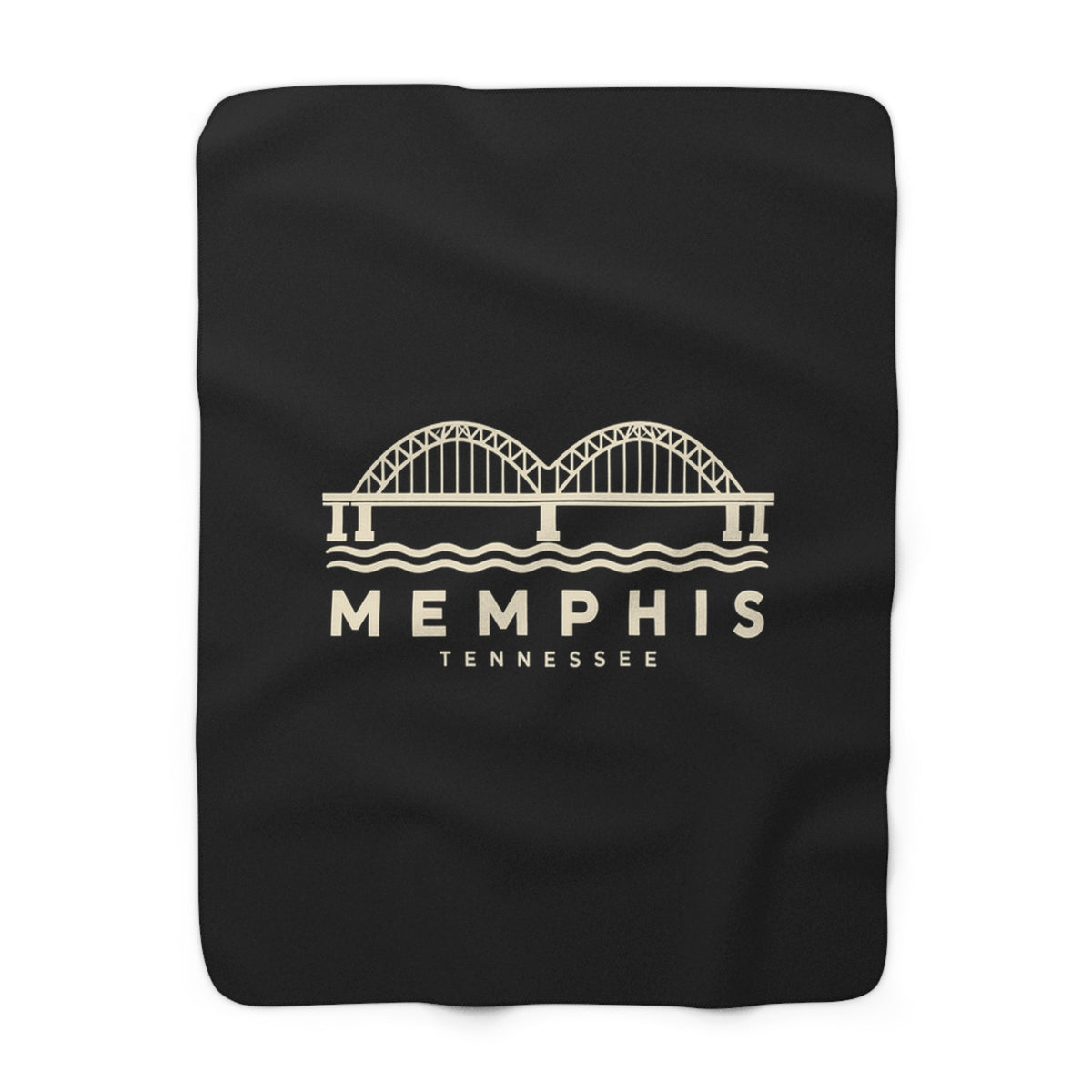 Memphis Hernando de Soto Bridge Sherpa Blanket (Black)