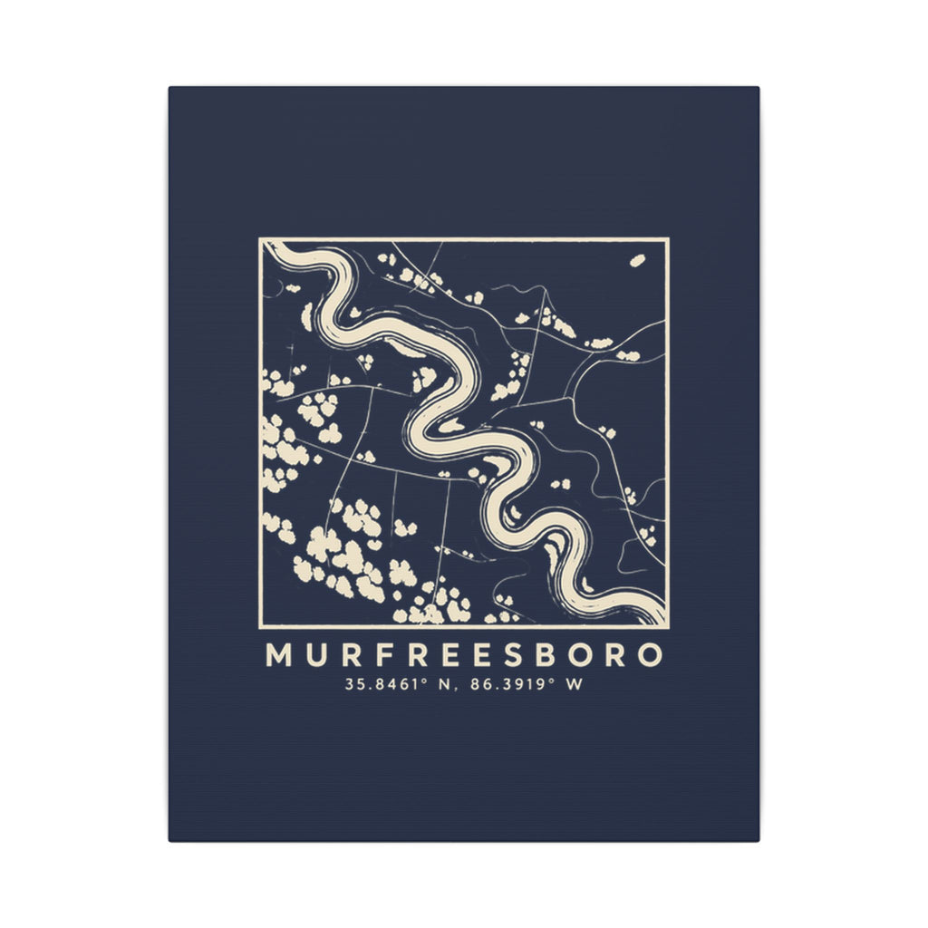 Murfreesboro Topo Map Canvas Print (Navy)