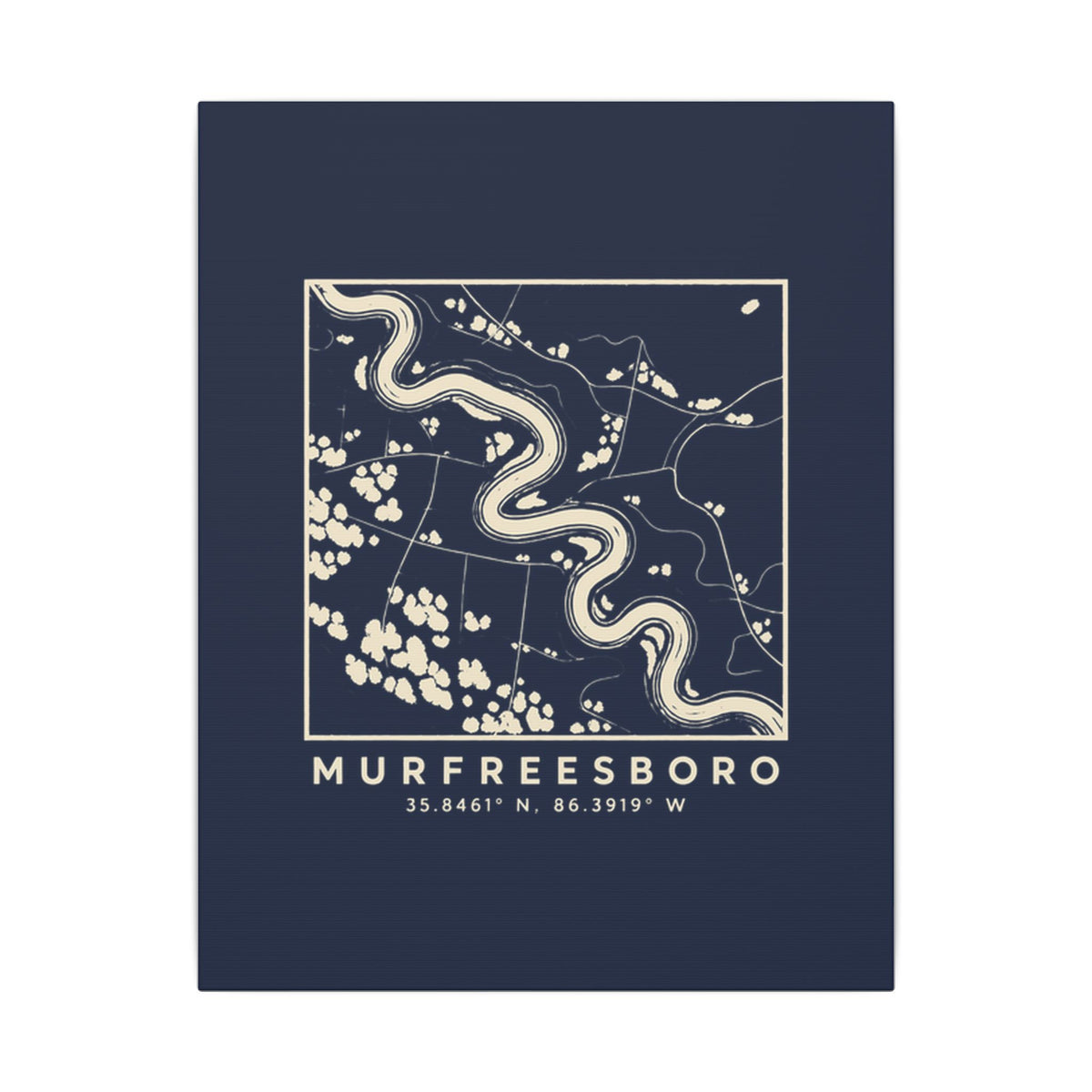 Murfreesboro Topo Map Canvas Print (Navy)