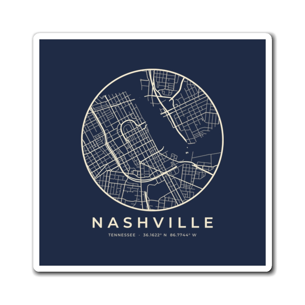 Nashville Street Map Magnet (Navy)