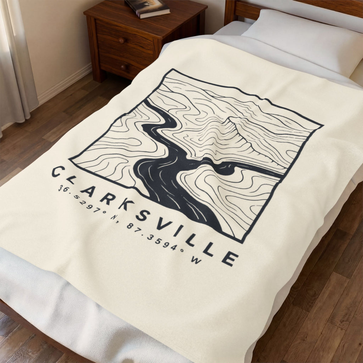Clarksville Topo Map Blanket