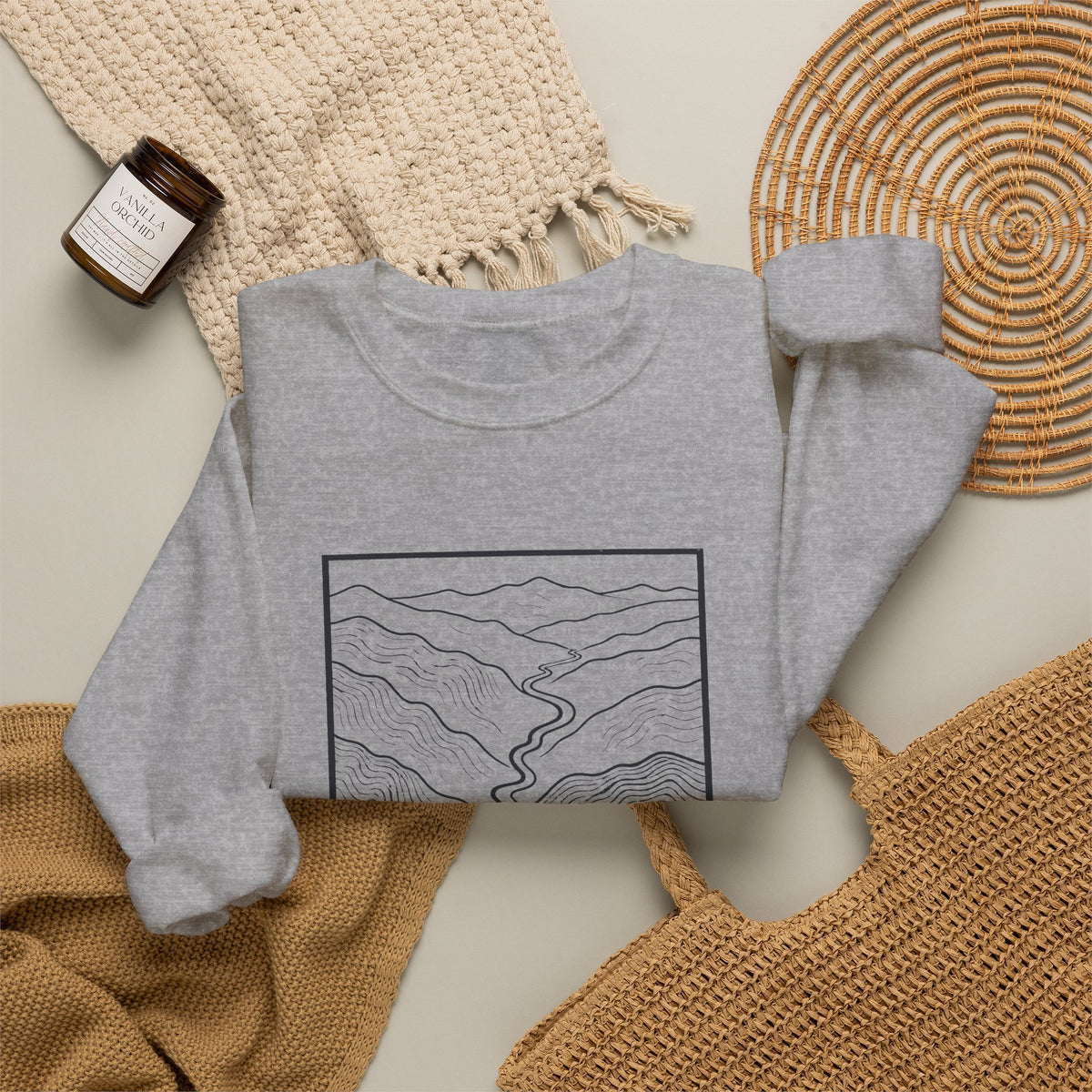 Johnson City Topo Map Crewneck Sweatshirt