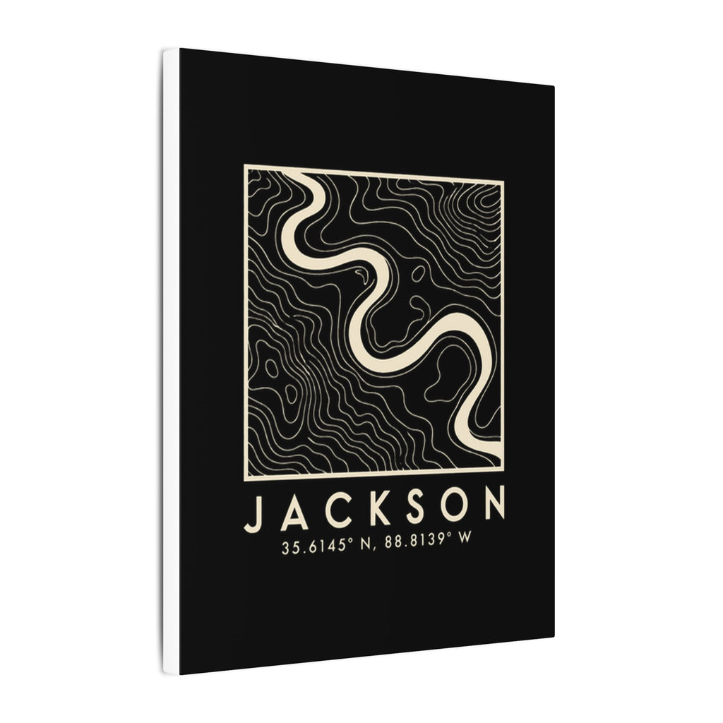 Jackson Topo Map Canvas Print (Black)