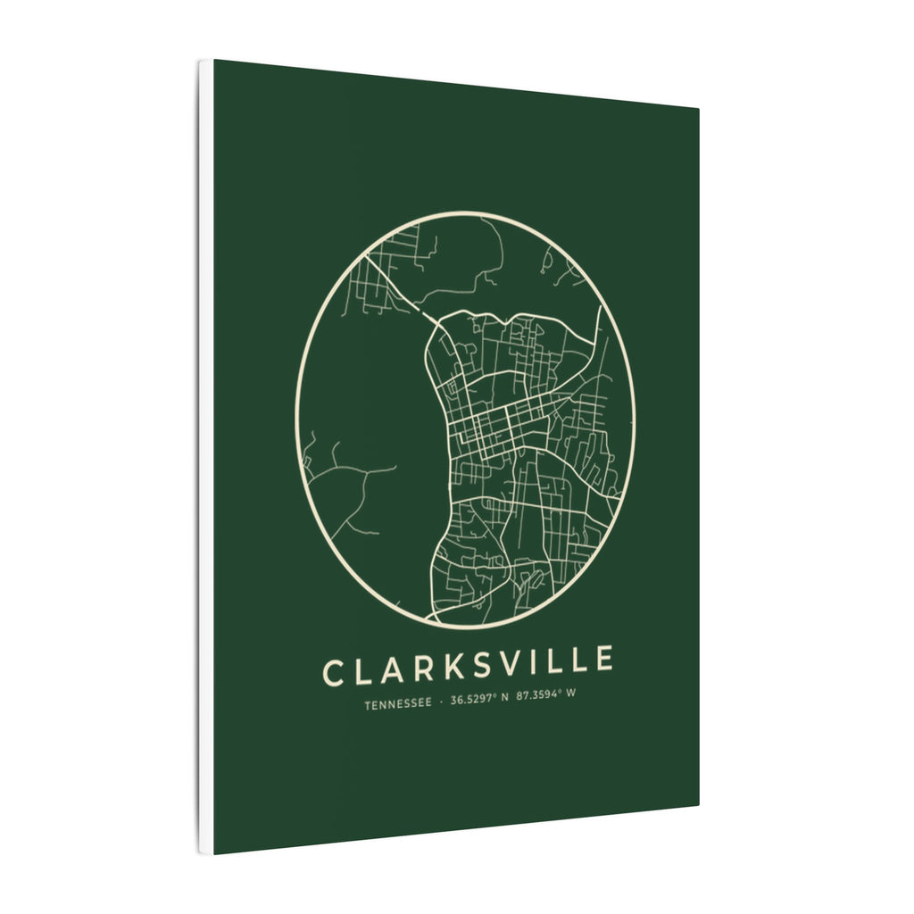 Clarksville Street Map Canvas Print (Forest Green)