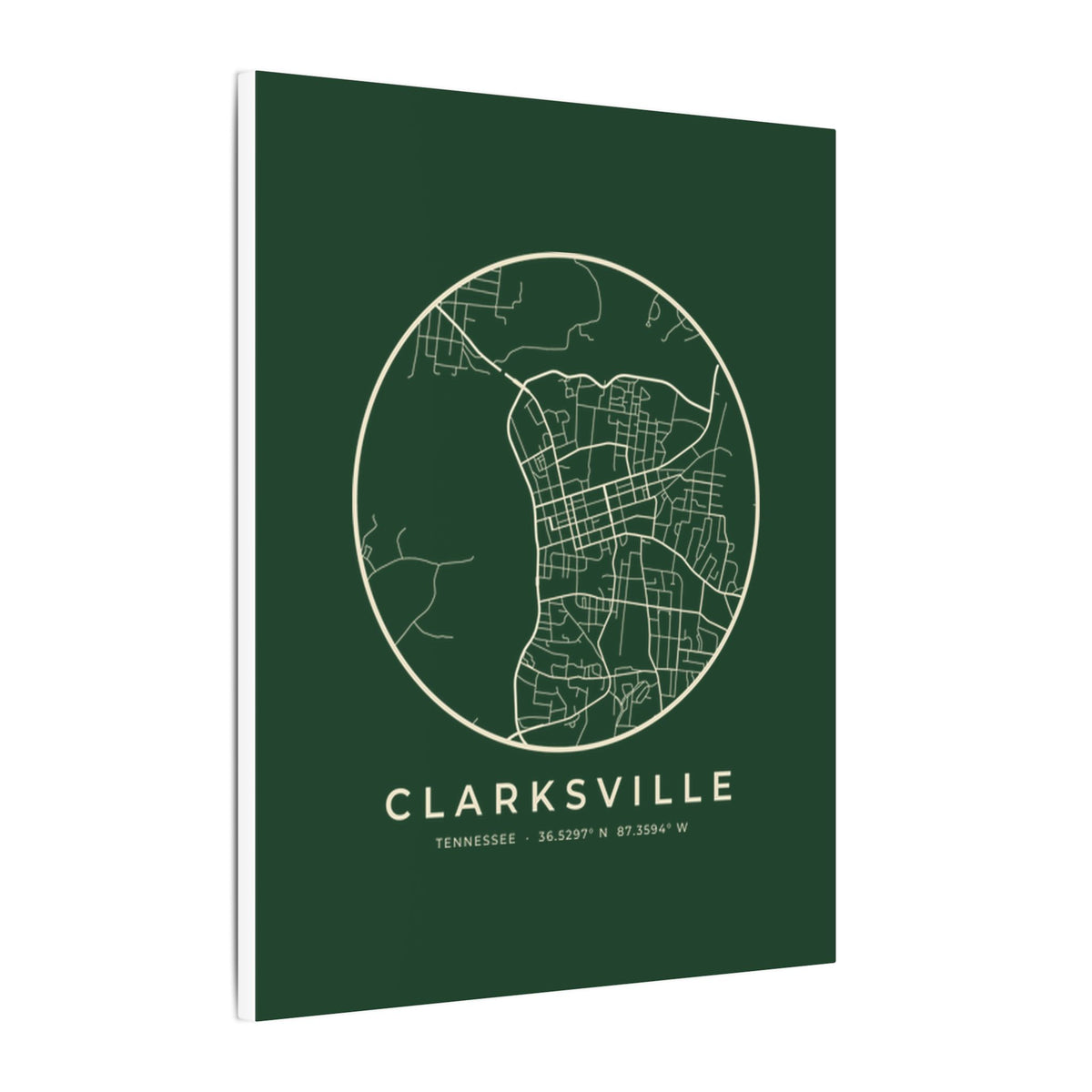 Clarksville Street Map Canvas Print (Forest Green)