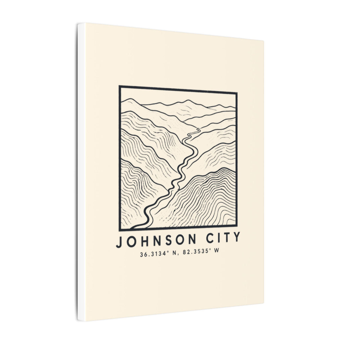 Johnson City Topo Map Canvas Print