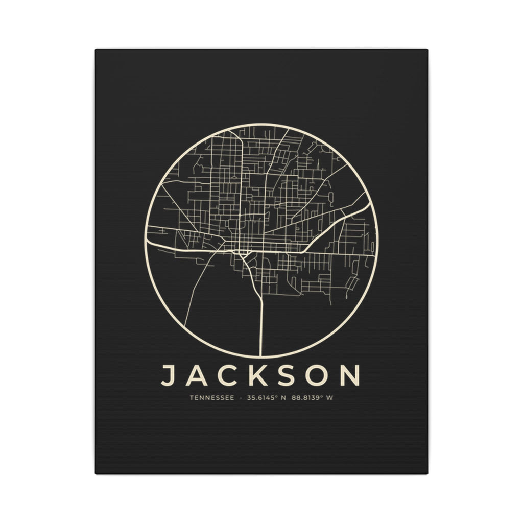 Jackson Street Map Canvas Print (Black)
