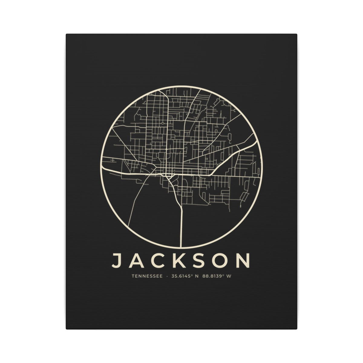 Jackson Street Map Canvas Print (Black)