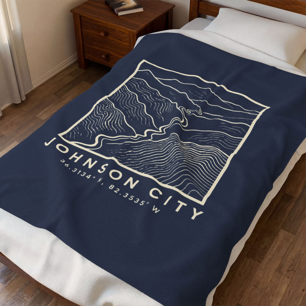 Johnson City Topo Map Blanket (Navy)