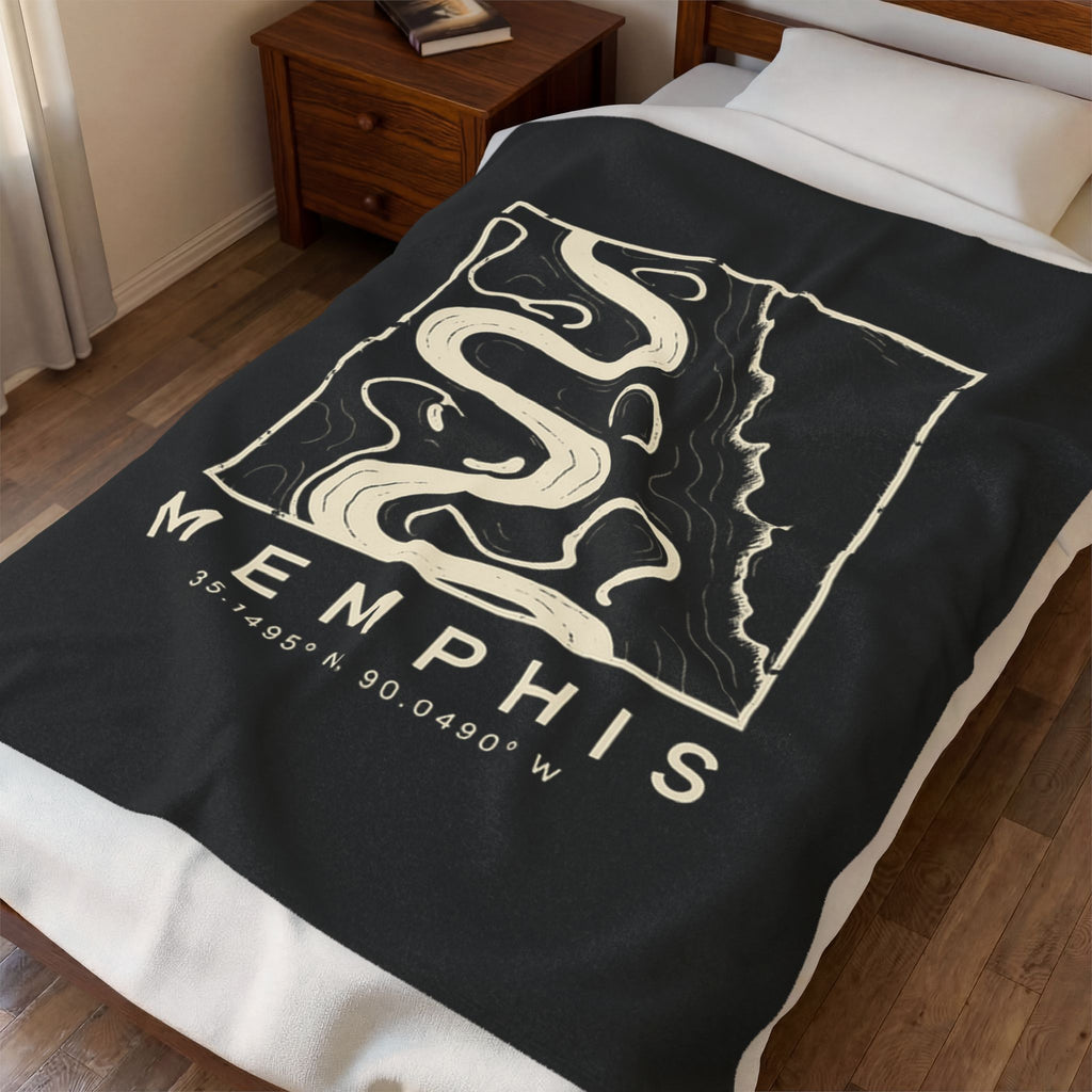 Memphis Topo Map Blanket (Black)