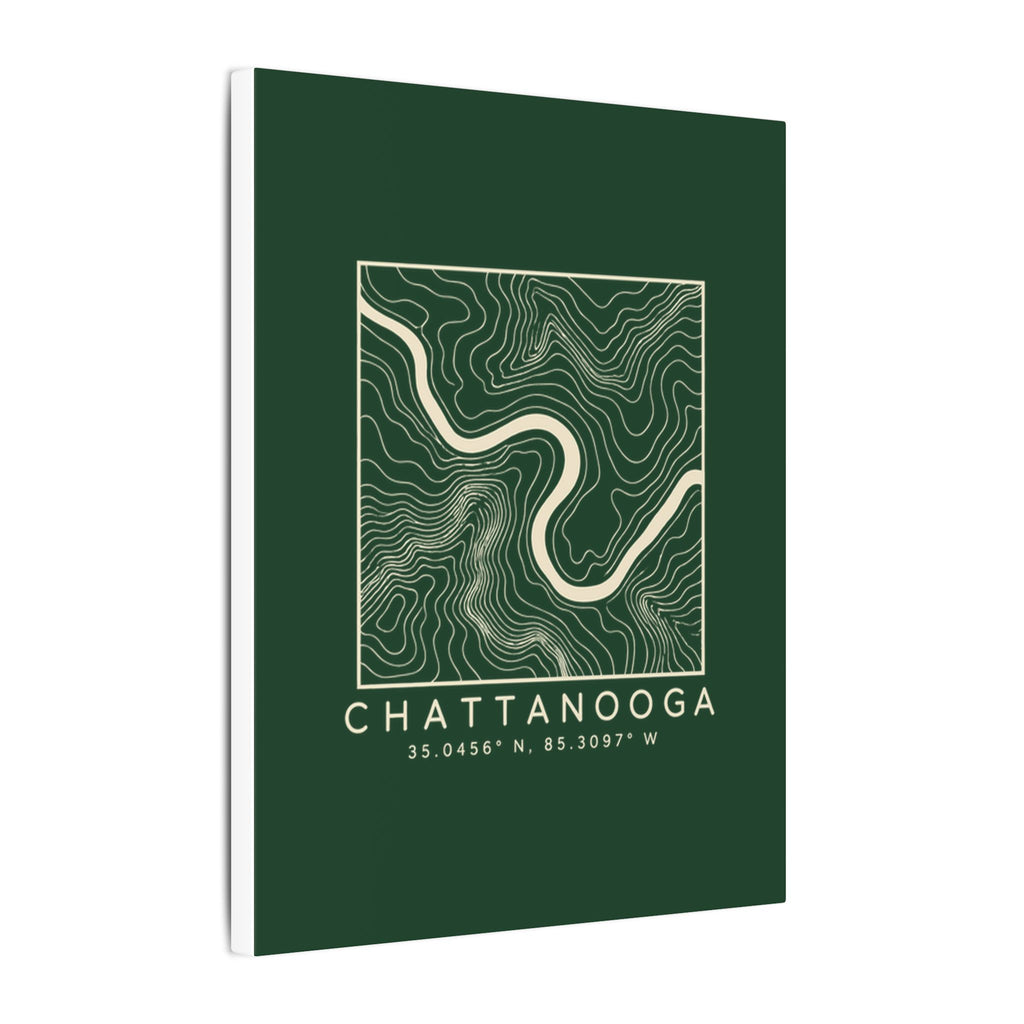 Chattanooga Topo Map Canvas Print (Forest Green)