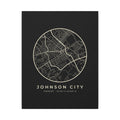 Johnson City Street Map Canvas Print (Black)