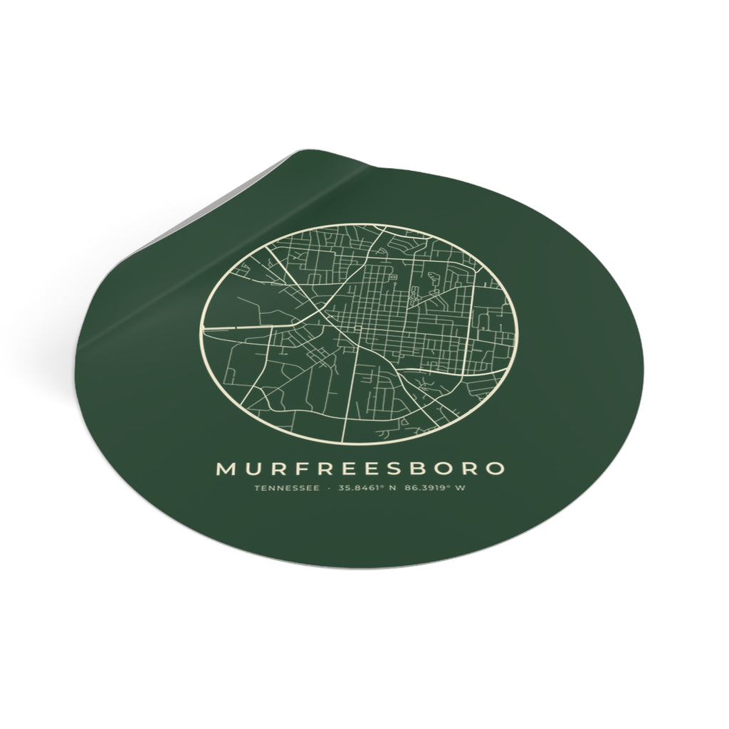 Murfreesboro Street Map Sticker (Forest Green)