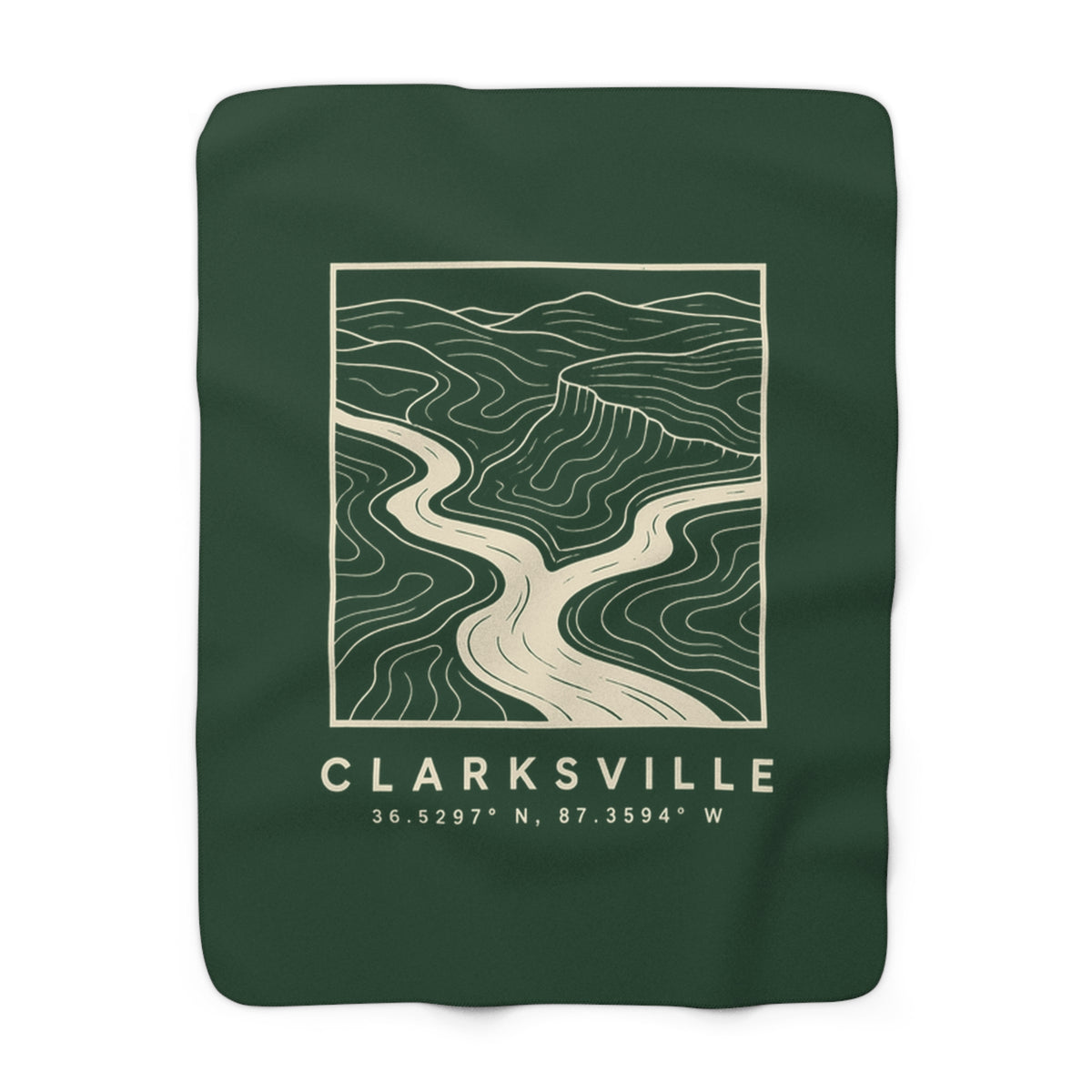 Clarksville Topo Map Sherpa Blanket (Forest Green)