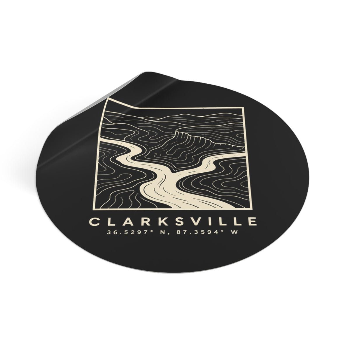 Clarksville Topo Map Sticker (Black)