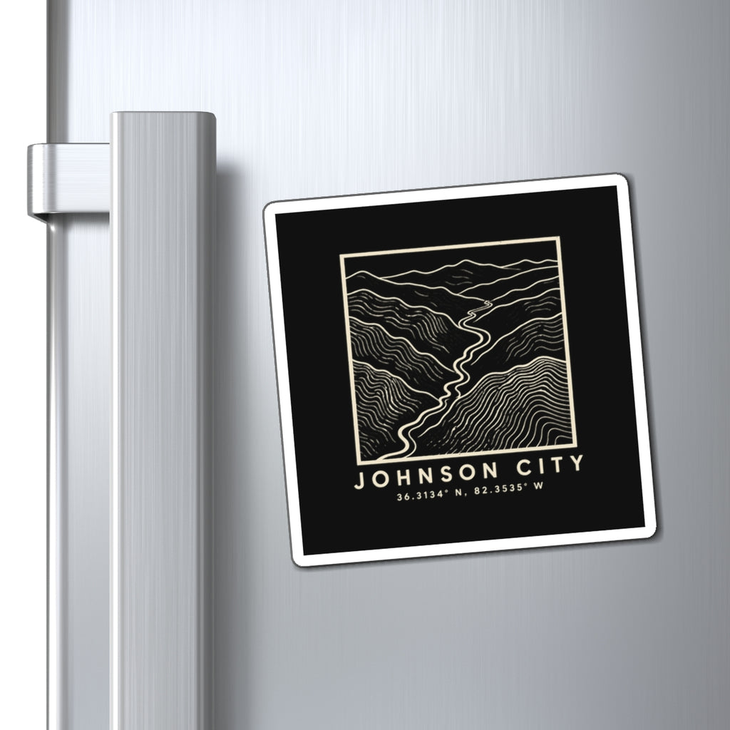 Johnson City Topo Map Magnet (Black)
