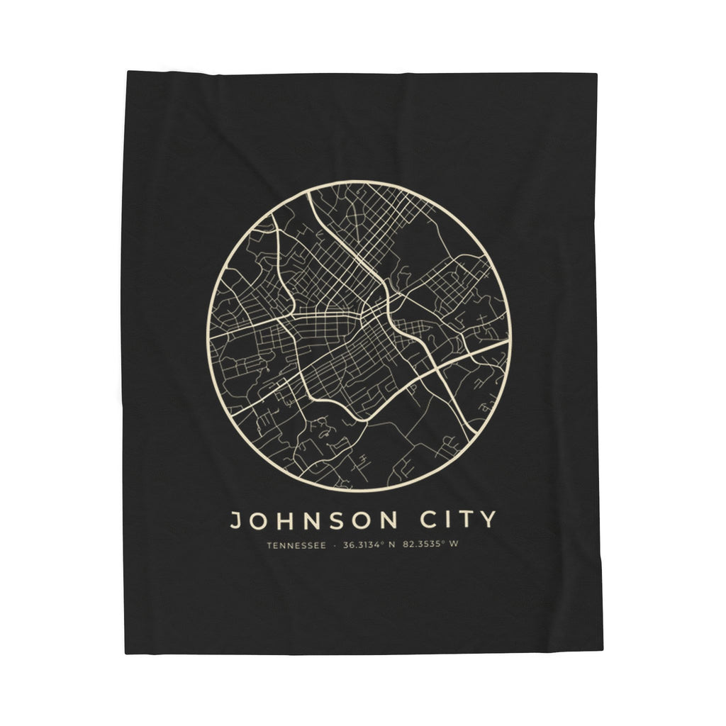 Johnson City Street Map Blanket (Black)