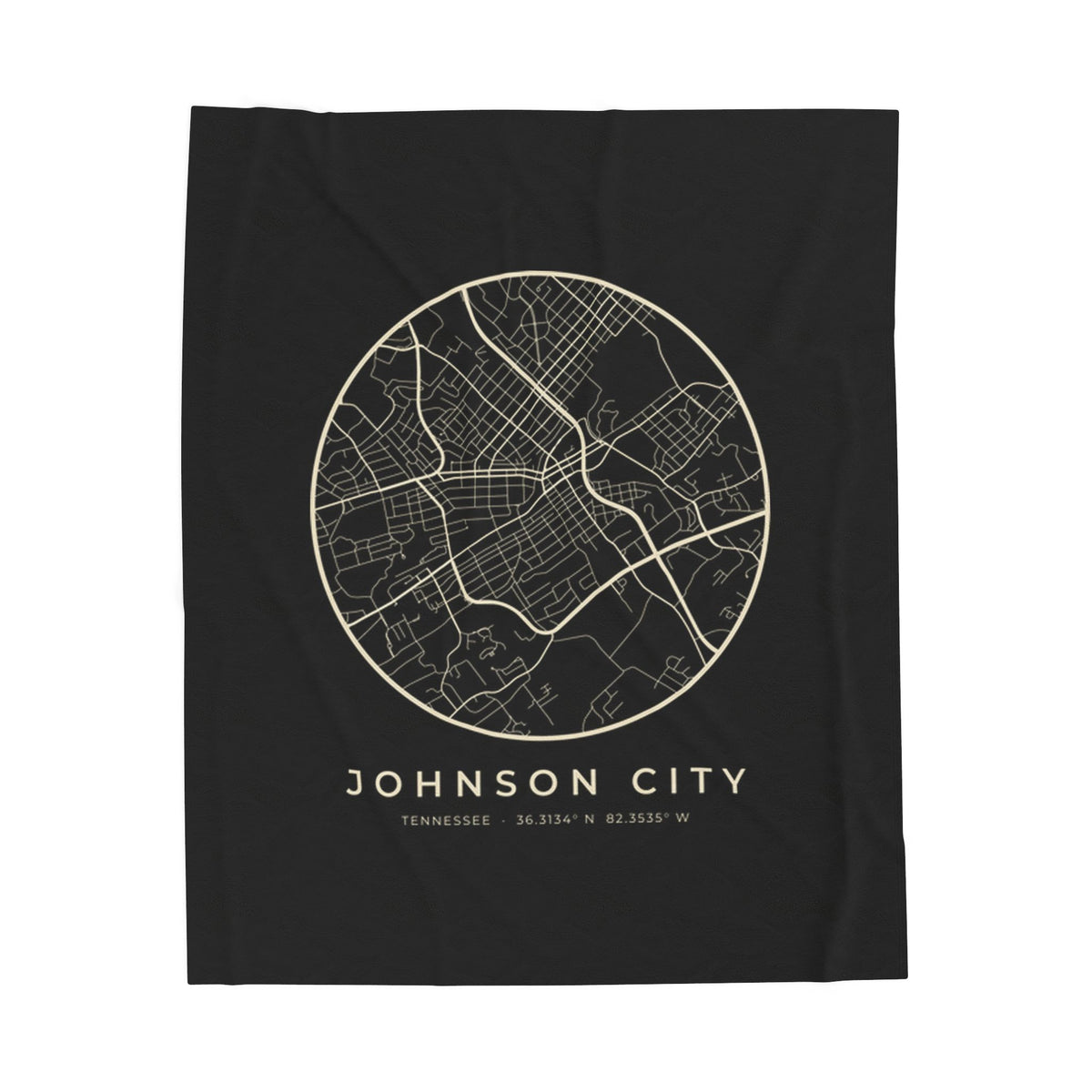Johnson City Street Map Blanket (Black)