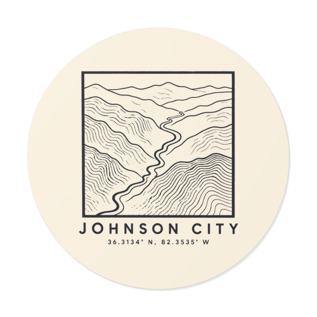 Johnson City Topo Map Sticker