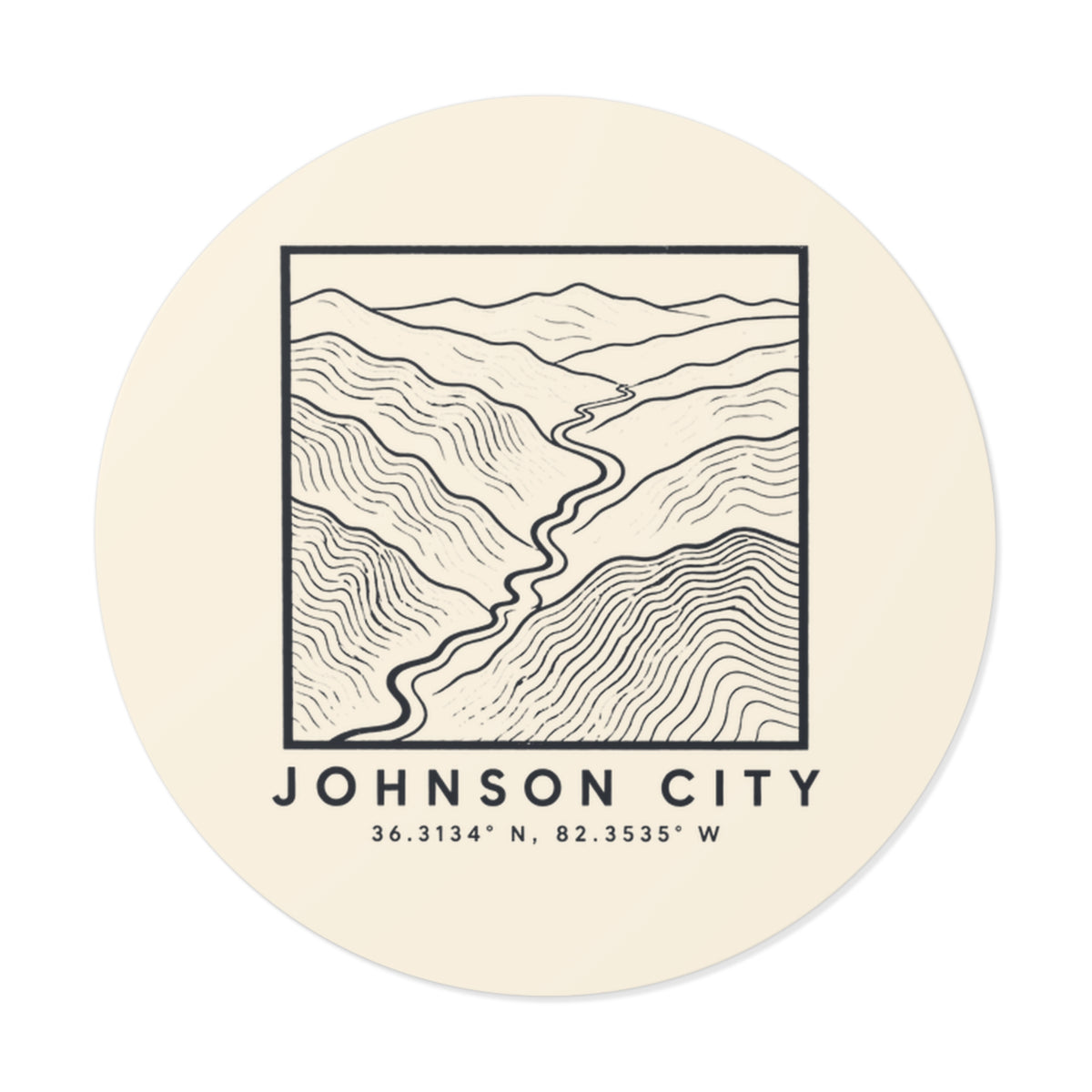 Johnson City Topo Map Sticker