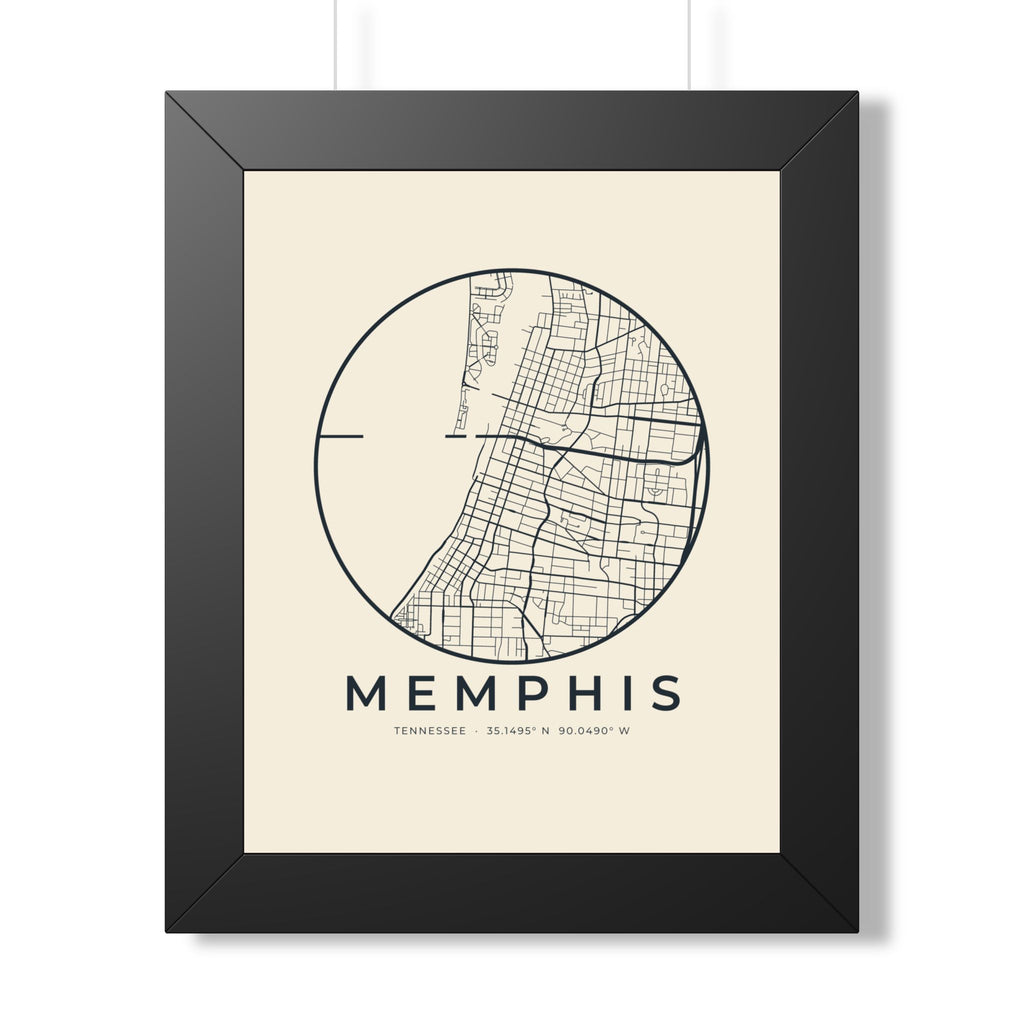Memphis Street Map Framed Print