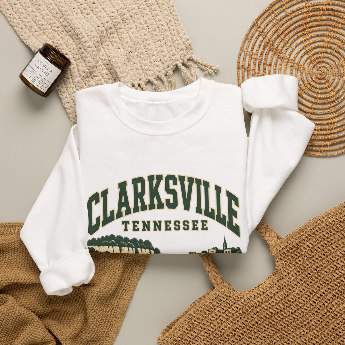Clarksville Vintage Varsity Crewneck Sweatshirt