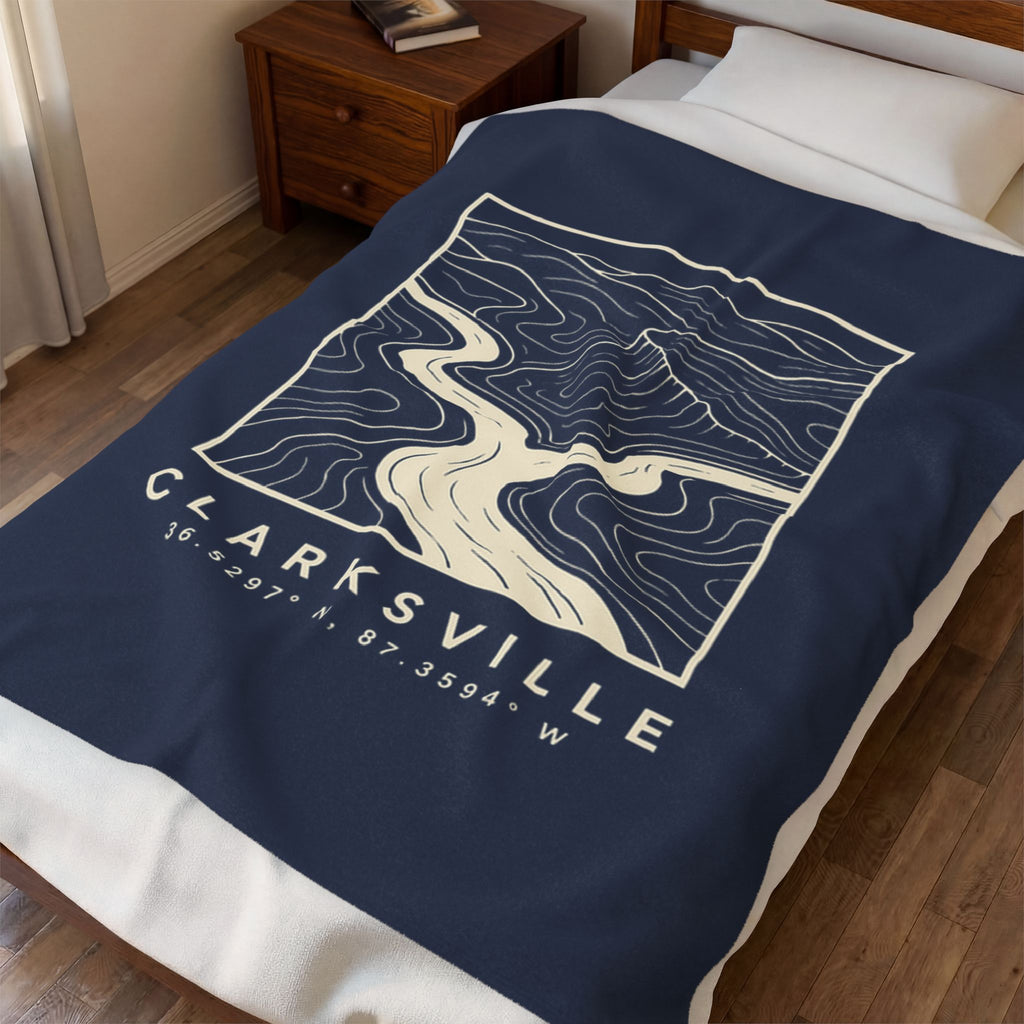 Clarksville Topo Map Blanket (Navy)