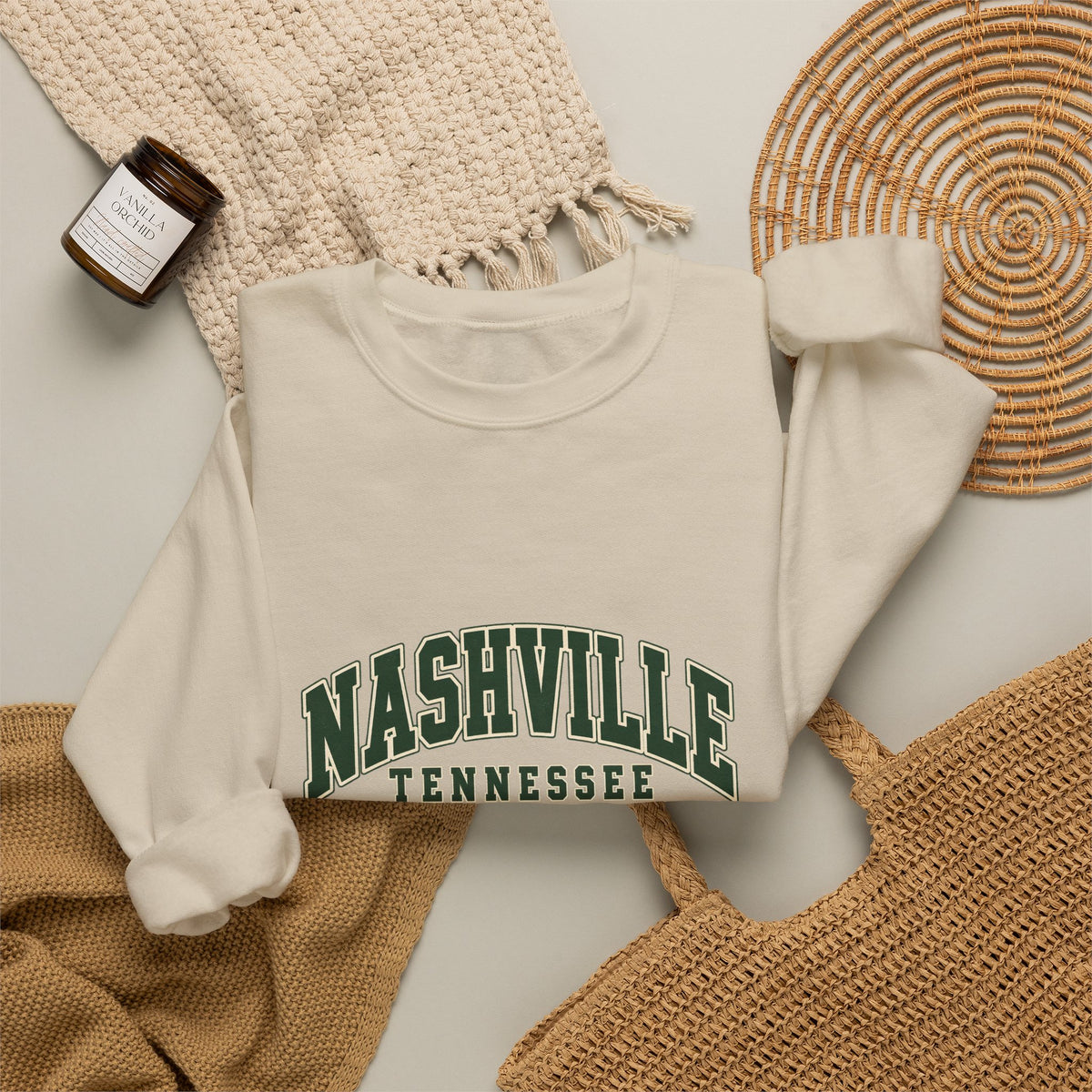 Nashville Vintage Varsity Crewneck Sweatshirt