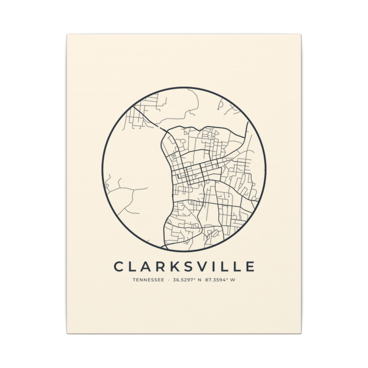 Clarksville Street Map Canvas Print
