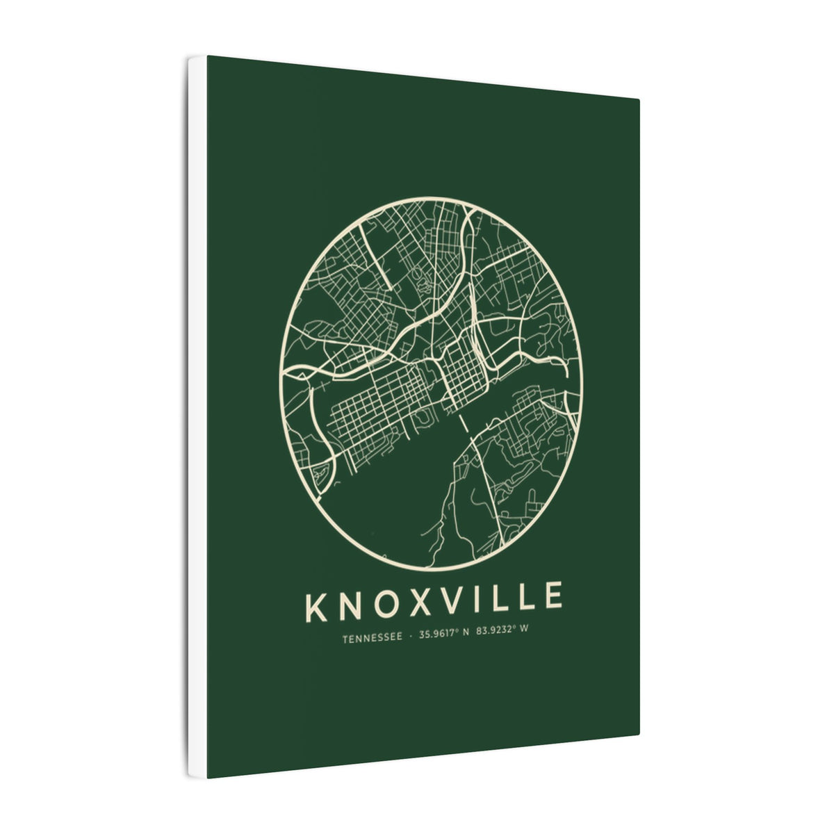 Knoxville Street Map Canvas Print (Forest Green)