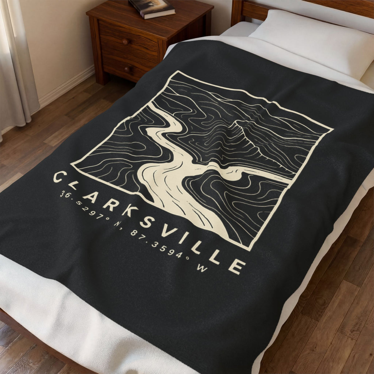 Clarksville Topo Map Blanket (Black)