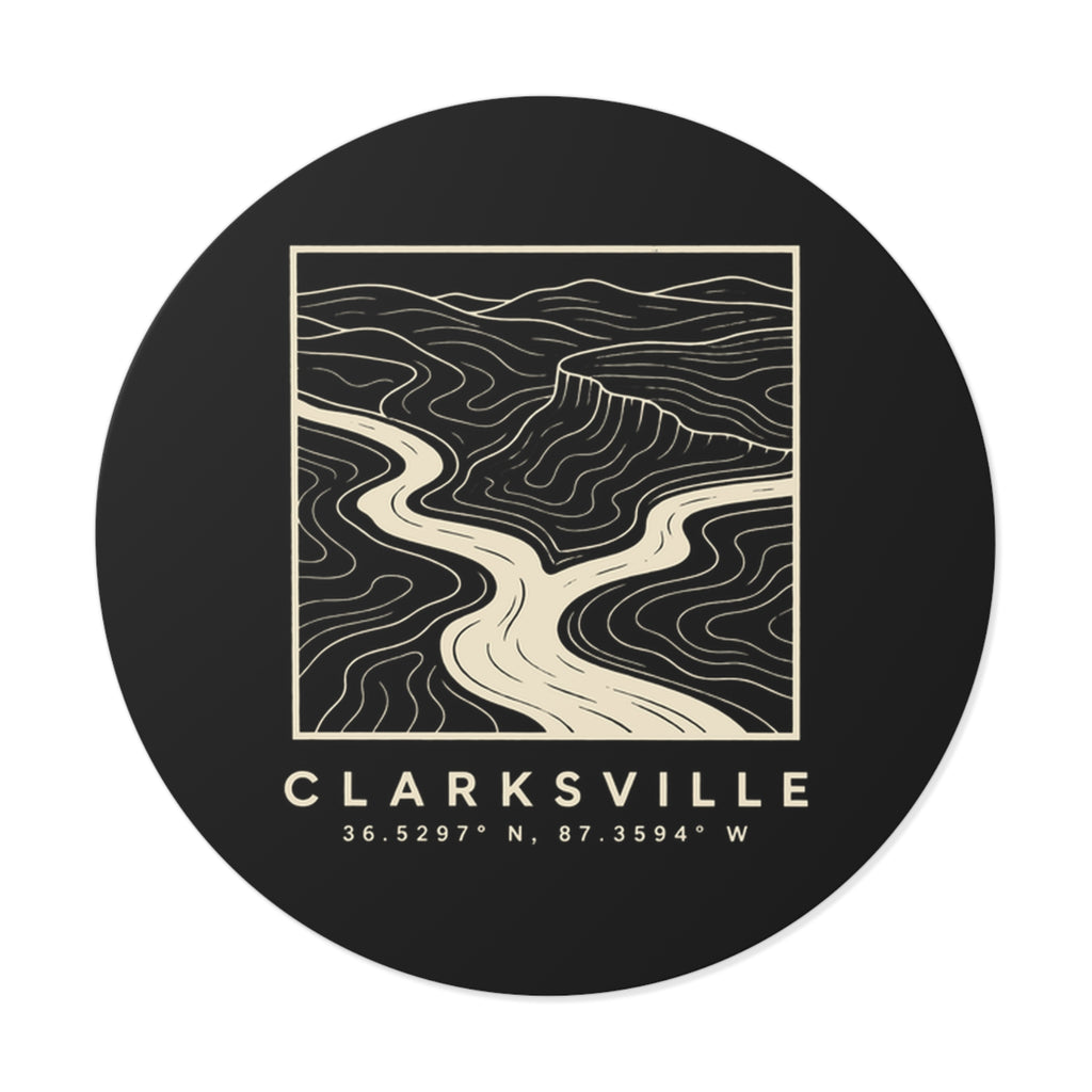 Clarksville Topo Map Sticker (Black)