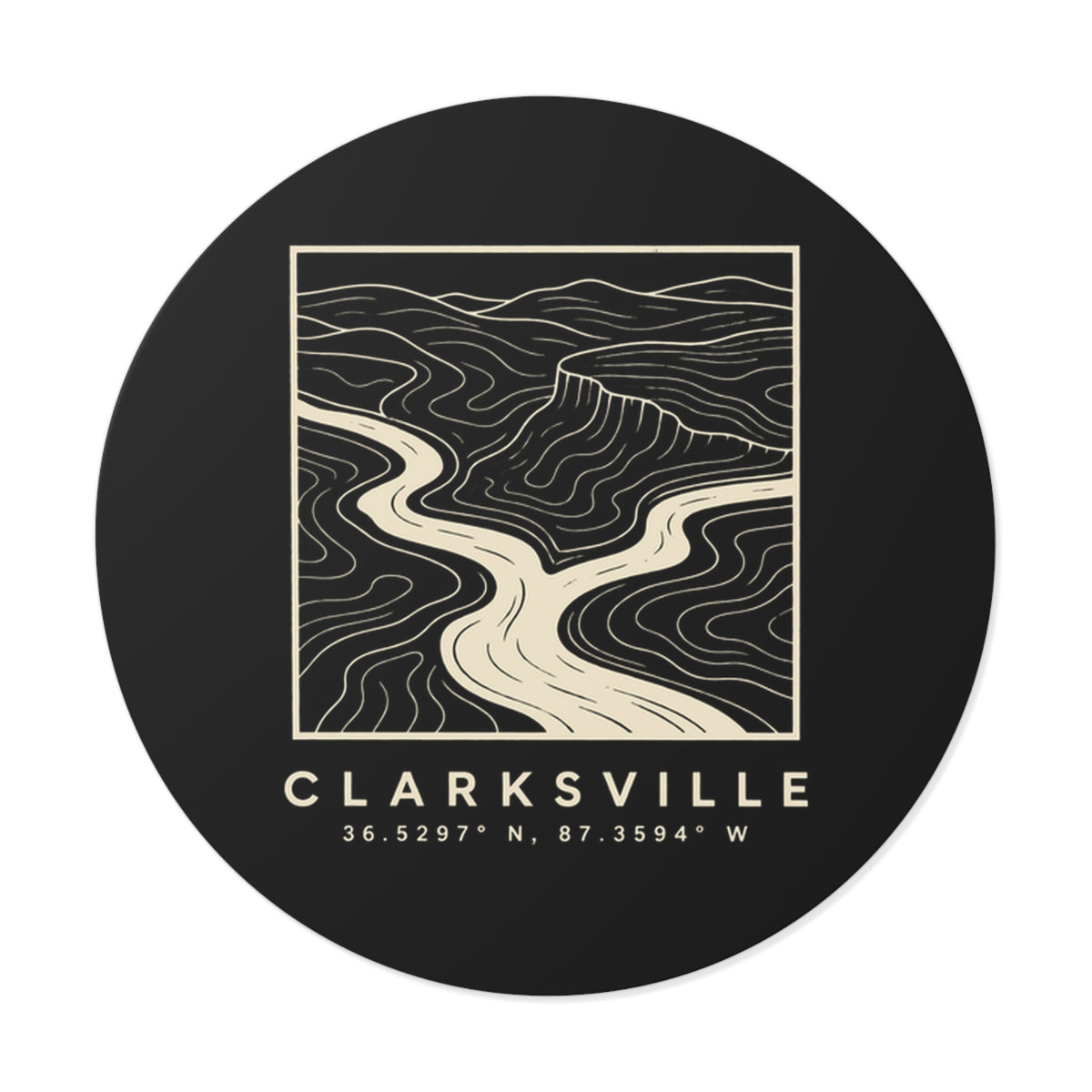 Clarksville Topo Map Sticker (Black)