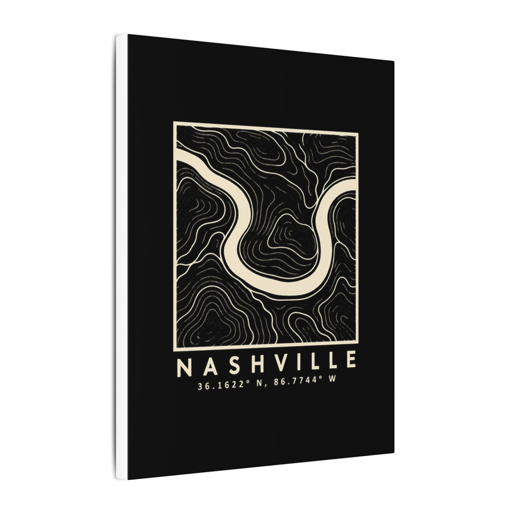Nashville Topo Map Canvas Print (Black)