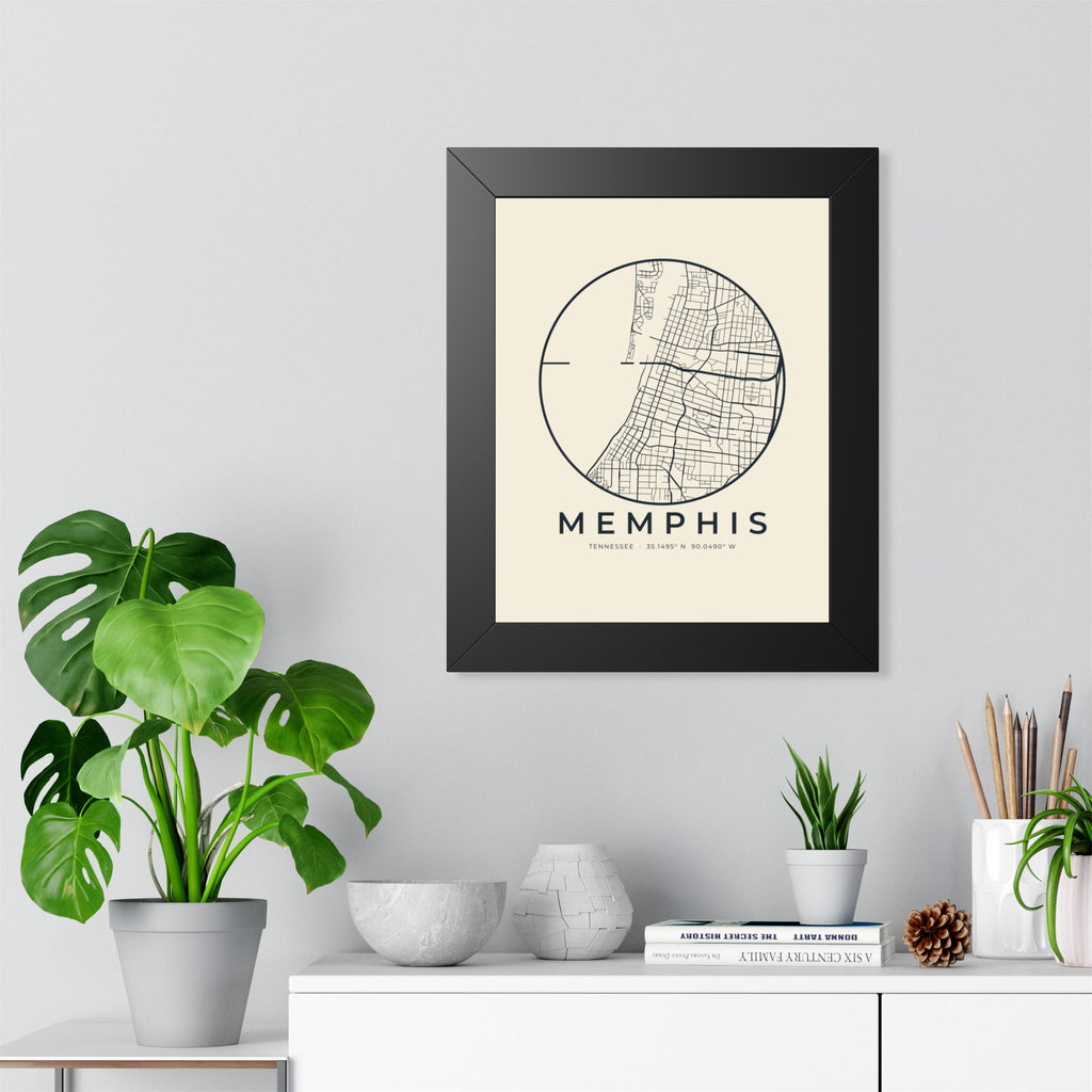 Memphis Street Map Framed Print