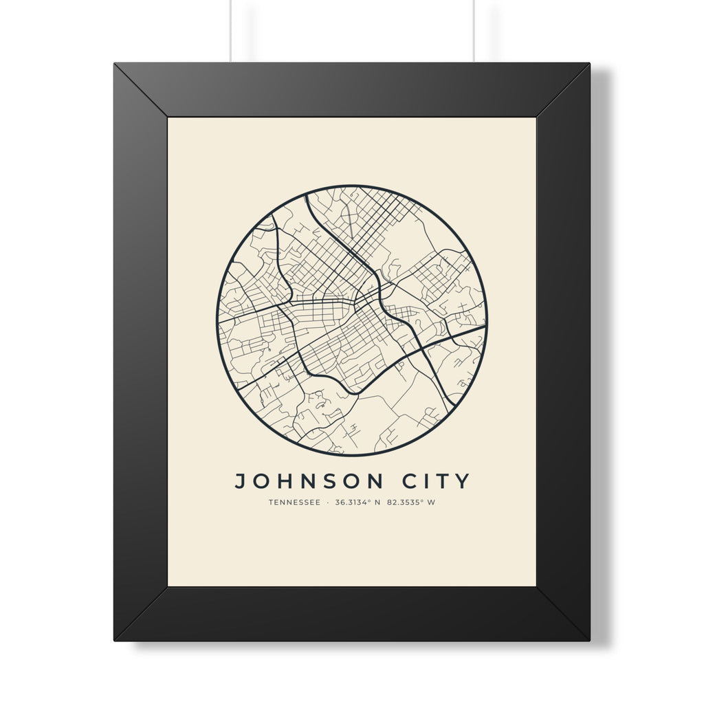 Johnson City Street Map Framed Print
